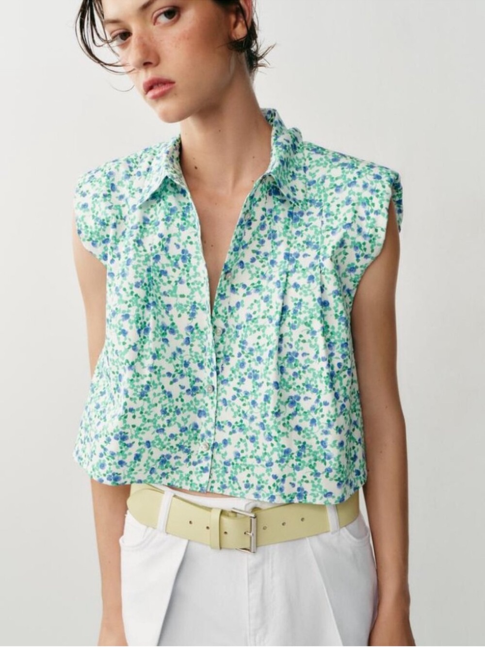 Zara Short Floral Print Shirt (New with Tags
